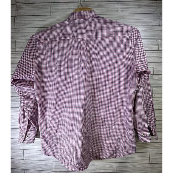Peter Millar‎ Shirt Men Extra Large Red White Blue Cotton Check Long Button Up - Picture 3 of 9